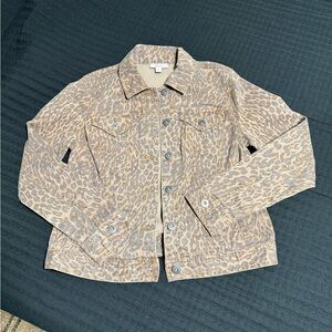 Style & Co. Tan Leopard Print Jean Jacket